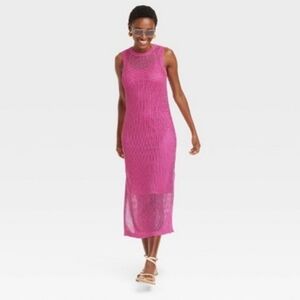 a new day Bright Pink Sleeveless Midi Knit Dress
